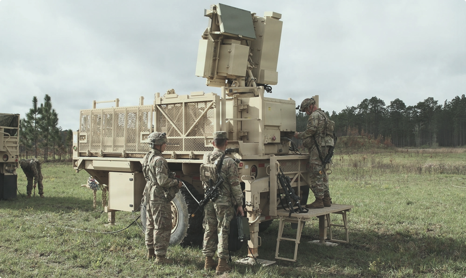 Military personnel operating an integrated air defense system