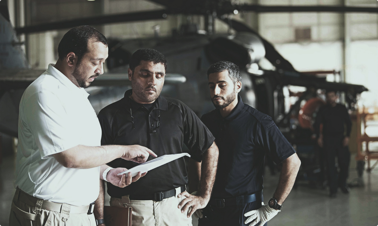GAL engineers reviewing technical information