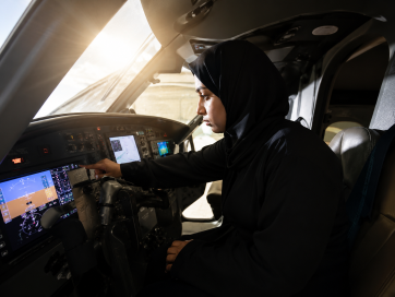 Emirati aviation professional receiving cockpit training